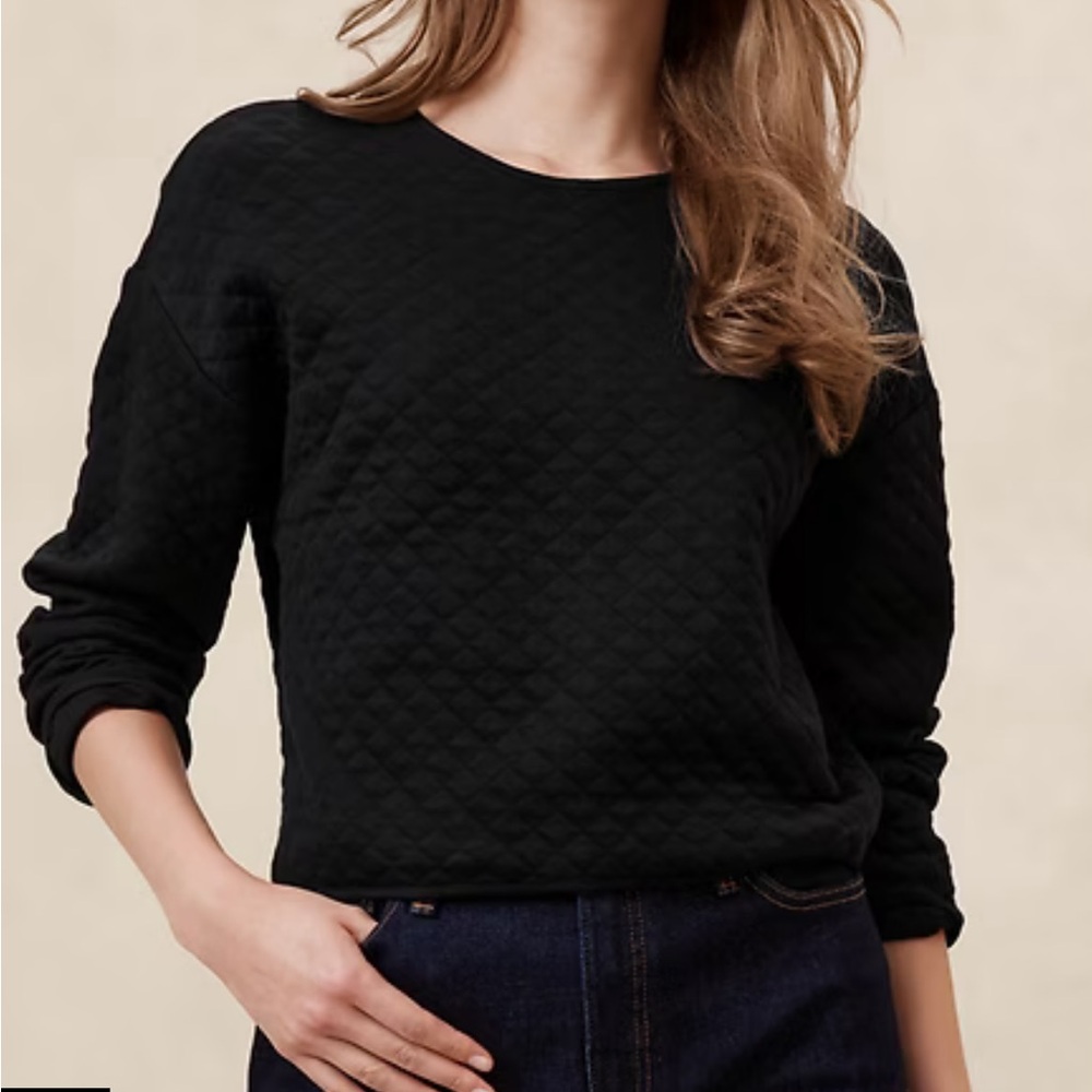 New -Banana Republic Factory Black Quilted Sweatshirt